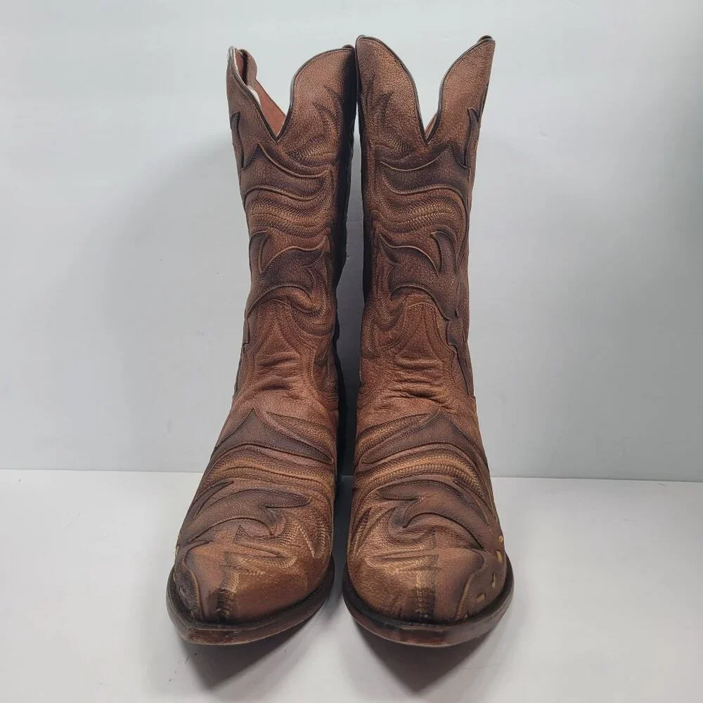 Dan Post Men's Brown Racer Leather Western Boots DP2571 US Size 13D - Picture 4 of 12